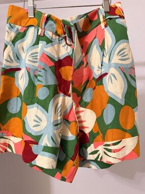Tropical Print High-Rise Bermuda Shorts - Multicolor